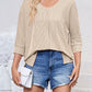 Textured Round Neck Three-Quarter Sleeve Blouse