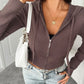 Devine Drawstring Zip Up Hooded Cardigan