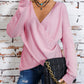 Surplice Dropped Shoulder Long Sleeve Sweater