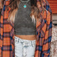 Plaid Collared Neck Long Sleeve Shirt