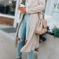 Open Front Long Sleeve Trench Coat