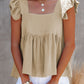 Full Size Ruffled Square Neck Cap Sleeve Blouse