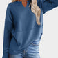 Waffle-Knit Notched Long Sleeve T-Shirt