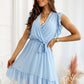 Full Size Ruffled Surplice Cap Sleeve Dress