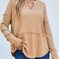 Waffle-Knit Notched Long Sleeve T-Shirt