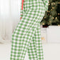 Plaid Collared Neck Long Sleeve Top and Pants Set