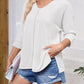 Textured Round Neck Three-Quarter Sleeve Blouse