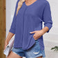 Textured Round Neck Three-Quarter Sleeve Blouse