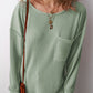 Pocketed Round Neck Long Sleeve Top