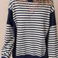 Exposed Seam Striped Long Sleeve Sweatshirt