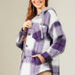 Drawstring Plaid Dropped Shoulder Hooded Shacket