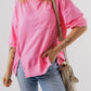 Slit Round Neck Half Sleeve T-Shirt