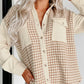 Houndstooth Button Up Long Sleeve Jacket