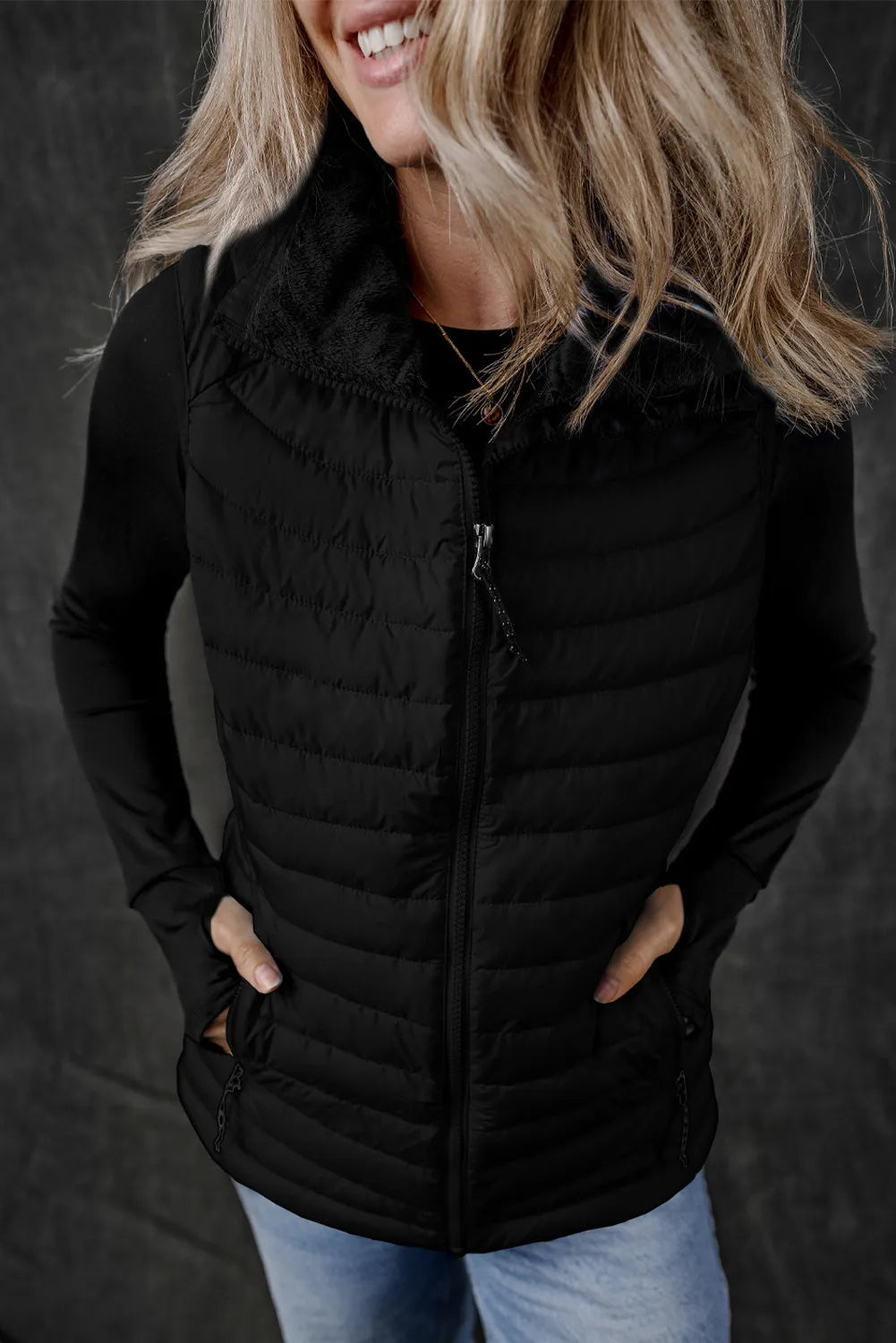 Pocketed Zip Up Vest