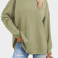 Waffle Knit Round Neck Long Sleeve T-Shirt