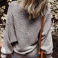 Textured Striped Round Neck Long Sleeve Top