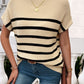 Striped Mock Neck Short Sleeve Sweater