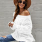 Cable Knit Openwork Off-Shoulder Sweater