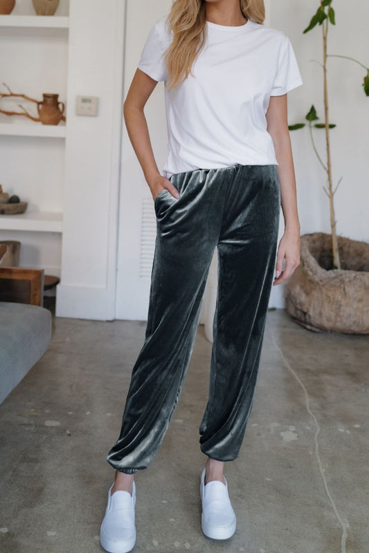 Pocketed Elastic Waist Joggers