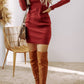 Mock Neck Long Sleeve Mini Dress