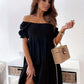 Full Size Ruffled Off-Shoulder Short Sleeve Dress