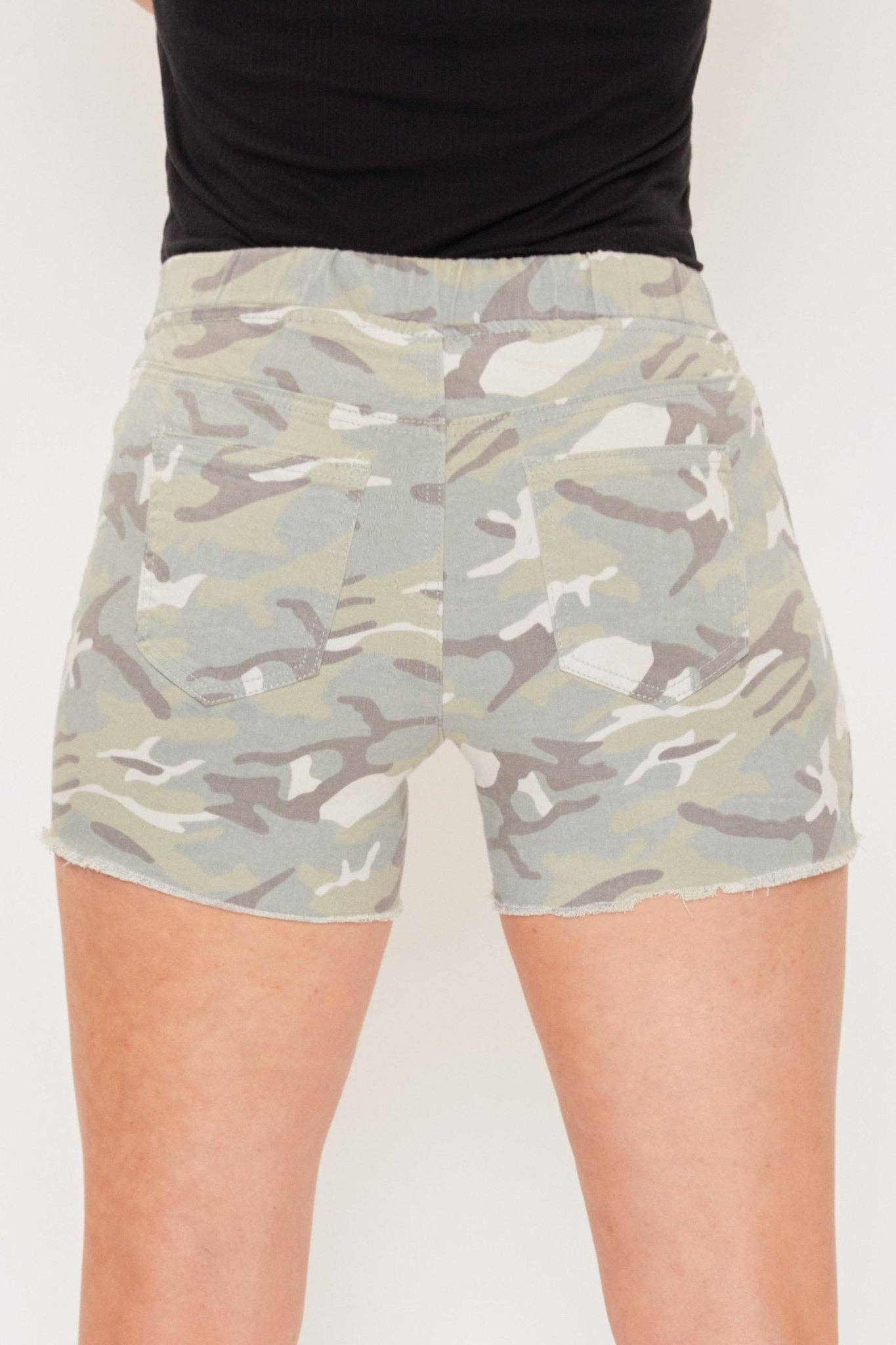 Missy Petite High Rise Jogger Shorts: PL / RIPS 871 POWDER BLUSH