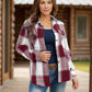 Full Size Pocketed Plaid Collared Neck Shacket