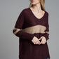 Slit Contrast V-Neck Long Sleeve Sweater