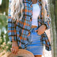 Plaid Collared Neck Long Sleeve Shirt