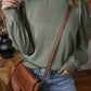 Eyelet Round Neck Long Sleeve Sweatshirt