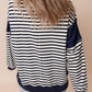 Exposed Seam Striped Long Sleeve Sweatshirt