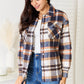 Double Take Plaid Button Front Shirt Jacket with Breast Pockets