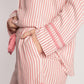 Striped Collared Neck Long Sleeve Top and Shorts Lounge Set