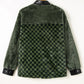 Pocketed Checkered Collared Neck Snap Down Jacket