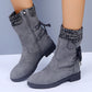 Lace-Up Low Heel Boots with Side Zip