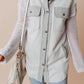 Pocketed Curved Hem Button Up Vest