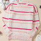 Plus Size Confetti Striped Round Neck Sweater