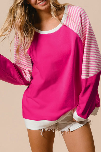 Striped Round Neck Long Sleeve Sweatshirt