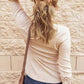 Lace Detail Half Button Round Neck Long Sleeve T-Shirt