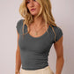 Scoop Neck Cap Sleeve T-Shirt