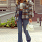 Plaid Collared Neck Jacket with Chest Pockets