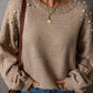 Pearl Detail Round Neck Long Sleeve Sweater