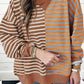 Contrast Striped Round Neck Long Sleeve Sweatshirt