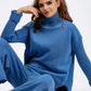 Basic Bae High- Low Turtleneck Long Sleeve Top and Pants Sweater Set