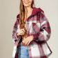 Drawstring Plaid Dropped Shoulder Hooded Shacket