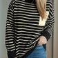 Striped Mock Neck Long Sleeve Sweater