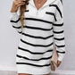 Devine Quarter Zip Striped Long Sleeve Sweater Dress