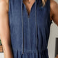 Tie Neck Sleeveless Denim Dress