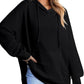 Drawstring Slit Long Sleeve Hoodie