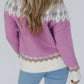 Geometric Round Neck Long Sleeve Sweater